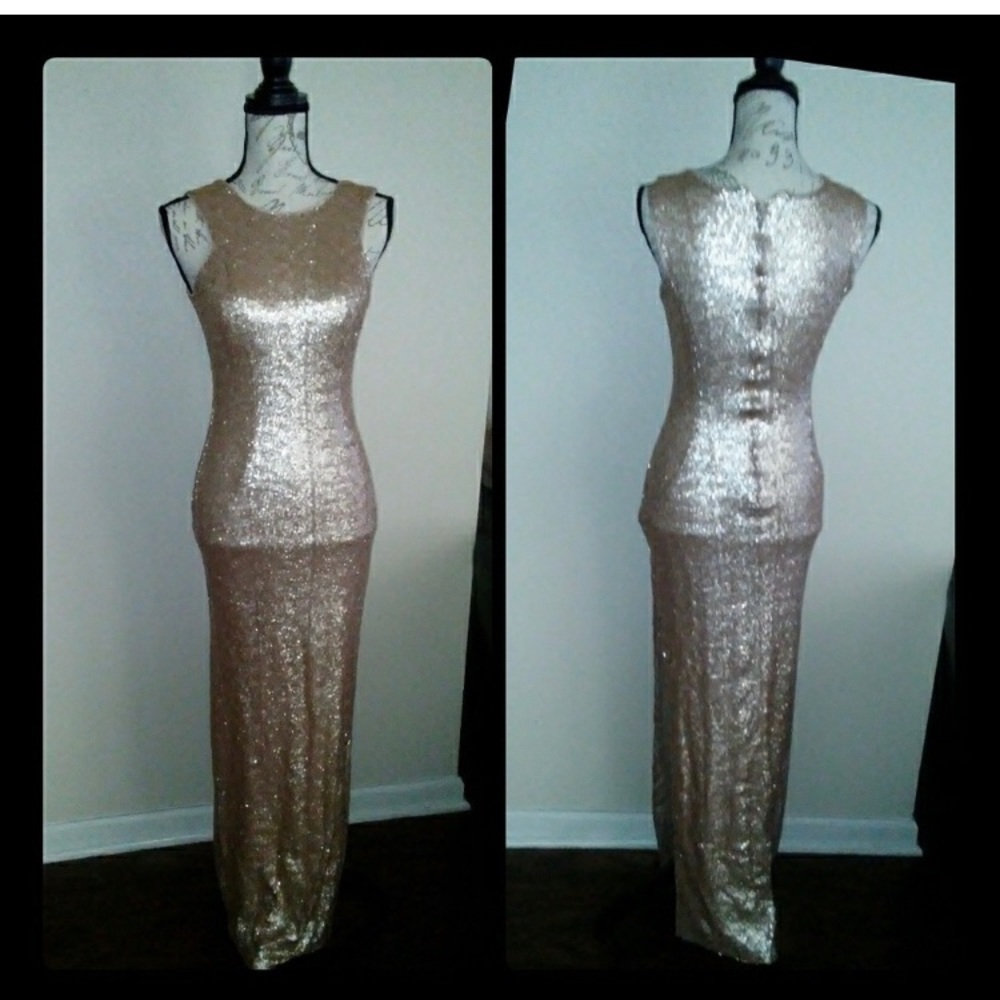 Gold sequin formal dress